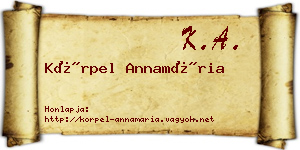 Körpel Annamária névjegykártya